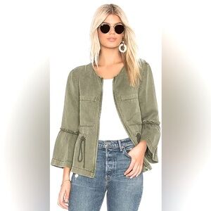 Sanctuary Revolve Military Frill Peplum Jacket in Cadet army green bellsleeves L